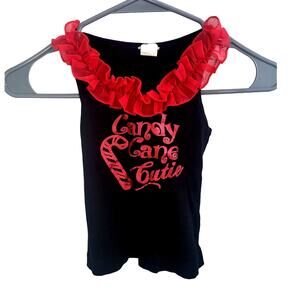 Bourbon St. Boutique "Candy Cane Cutie" Black Tank with Red Ruffle - Sz 4